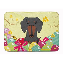 Caroline's Treasures BB6132RUG Easter Eggs Dachshund Black Tan Machine Washable Memory Foam Mat, 19 X 27, Multicolor