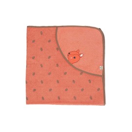 Sterntaler Baby Girl Bath Towel Baby GOTS Enna - Bath Poncho Baby Hooded Towel Bath Towel Children with Squirrel Motif - Organic - Coral