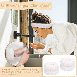 Makeup Headband, 6 Pcs Skincare Headband and Wristbands, Women's Fashion Headbands, Soft Elastic Wrist Bands for Face Washing, Headband for Washing Face Hair Care Makeup Beauty