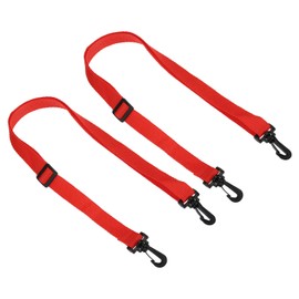 PATIKIL 20mmx1.1m Replacement Shoulder Strap, 2 Pack Adjustable Swivel Clips Hooks Buckle Slide Crossbody Bag Belt for Water Bottle Carrier Sling, Red Black