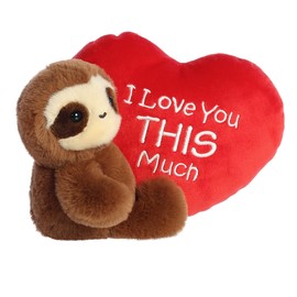 Aurora® Heartwarming Valentine I Love You This Much Sloth Stuffed Animal - Soft Keepsake for Loved Ones - Perfect for Decorating Rooms and Valentine's Day - Brown 8 Inches