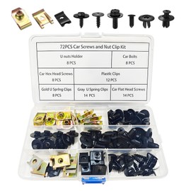 72 Stück karosserieschrauben Set, Blechschrauben, Enthält U-förmige Klammern, Muttern und Schrauben, Metall-Kotflügelklammern, für Karosserieflügel und die Befestigung von reparierten Autoteilen.