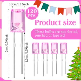 Honoson 120 Pcs LED 3mm Christmas String Lights Replacement Bulbs Energy Efficient LED Light Bulb Outdoor String Light Bulbs Connectable LED Bulbs for Festival Patio Garden Wedding (Pink)