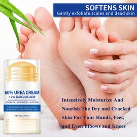 Urea Cream 60 Percent for Feet - Foot Cream for Cracked Heels and Dry Skin - Cracked Heel Cream Plus 2% Salicylic Acid - Foot Cream for Calluses and Hard Skin - Urea Moisturiser