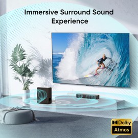 GEOYEAO Sound bar with subwoofer, 200W 2.1 ch soundbar w/Dolby Atmos Surround Sound System, 3D Bass Adjustable Home Theater Bluetooth TV Speaker for Smart TV/Projector/PC