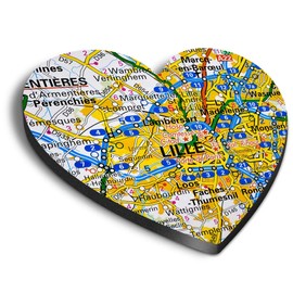 1 x Heart MDF Magnets - Lille France French Travel Map Holiday 45564