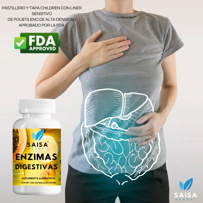 Enzimas Digestivas 120 Cápsulas Mezcla ideal | Suplemento Premium para