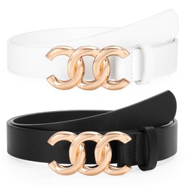 TRIWORKS Women Leather Belts for Jeans Dress Fashion Ladies Waist Belts with Gold Buckle