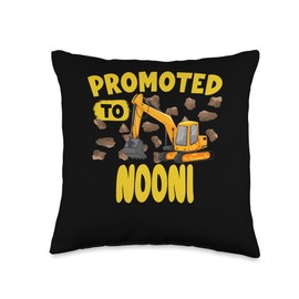 Promoted To NOONI Excavator Pregnancy Annoucement Matching Throw Pillow, 16x16, Multicolor