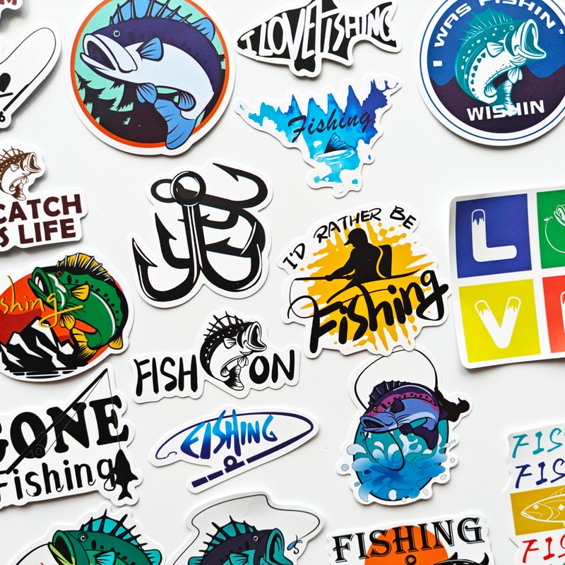 Calcomanías genéricas de pesca con mosca para barcos, pescado, bagre,
