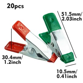 Metal Spring Clamps Heavy Duty Rubberized Wood Clamps for Tarpaulin Camping Woodworking Model Building Tool - 20pcs/5cm (Green and Red)