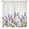 Riyidecor Purple Lavender Shower Curtain Lilac Rustic Wooden Flowers Floral