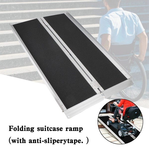 VIPIH 4FT Portable Wheelchair Ramp Non Skid Aluminum Foldable Mobility