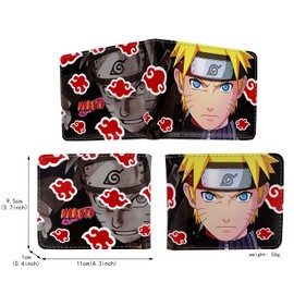 Roffatide Anime Wallets for Naruto Akatsuki Red Cloud Uzumaki Naruto Wallets Artificial Leather Slim Bi-Fold Wallet Multi Purpose Wallet