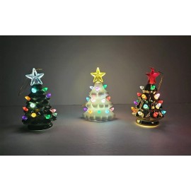 Vintage Lighted Retro Ceramic Christmas Tree Multicolor Battery Operated