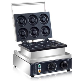 AEYDJXMER 110V Us Plug Commercial Waffle Donut Machine 6 Holes Double-Sided Heating 50-300℃，Donut Machine,Mini Donut Machine, Electric Doughnut Maker 1550W,Essential Snacks For Party Stalls, YD-6A