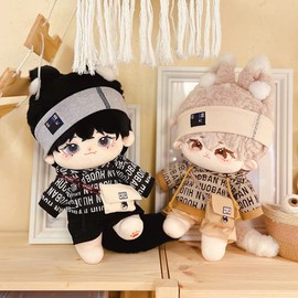 niannyyhouse 15.7 inches (40 cm) Plush Clothes Loose Hip Hop Set Hair Band Hoodie Shorts Backpack Dress Up Cotton Doll Accessories (Black)