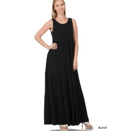 Zenana Tiered Maxi Dress Black X-Large