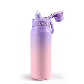 28oz Sports Water Bottle with Straw, Stainless Steel Vacuum Insulated Cooling Water Bottle, Leak Proof Metal Water Bottle, Double Insulated, Suitable for Sports, Gym and Travel (Purple & Pink)