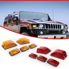 GTINTHEBOX Front Rear Cab Roof light Housing Kit Compatible with 2003-2009 Hummer H2, 2005-2009 Hummer H2 SUT Top Clearance Marker Front Rear Cab Roof lamp Shell,5pcs Amber Lens & 5pcs Red Lens
