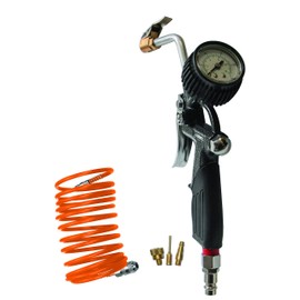 ABAC 5 Piece Air Inflator Kit for G-812IG Compressor, Includes Tyre Inflator with Pressure Gauge (Tyre Pressure Gauge), 5 m Spiral Hose, 3 Valve Adapters, Max Pressure 8 Bar
