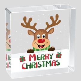 Christmas Decorations Indoor Christmas Decor Home Room Cute Elk Table Sign Acrylic Rustic Shelf Desk Decor Season Sign House Warming Gifts 4.5 x 4.5 Inch