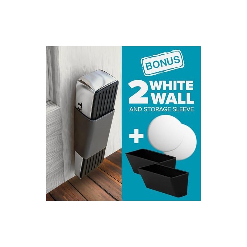Strongest Home Heavy Duty Door Stopper Wedge 2-Pack Chrome –