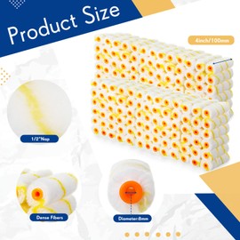Leumoi 500 Pcs 4 Inch Paint Roller Mini Paint Roller Covers 1/2" Nap Microfiber Roller Covers Bulk, Small Paint Roller Home Repair Tools House Painting Supplies Household for Painting DIY (Yellow)