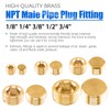 Glarks 6Pcs Copper 1/2'' NPT Male Pipe Plug Fitting