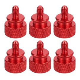 sourcing map 6Pcs M4x0.7mm Aluminum Thumb Screws, 12x16mm(ODxH) Computer Case Thumb Screws for PC Side Panel Motherboard Mounting Screw, Red