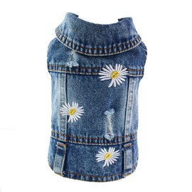 Pet Clothes Denim Dog Costume Summer Cowboy Vest Daisy Shirt Jeans Jacket Puppy Clothing for Chihuahua Yorkies