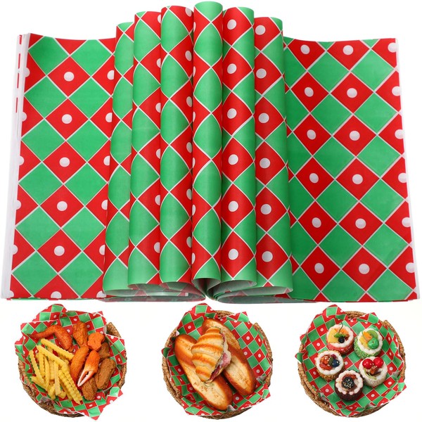Tenceur 150 Pcs Christmas Wax Paper Sheets for Food Sandwich