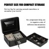 Steel Cash Box Safe with Lock 2 Keys, black
