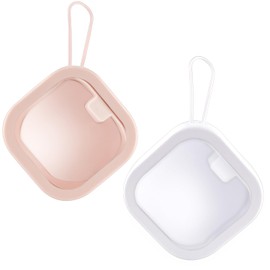 2 Pack Plastic Hair Tie Organizer Portable Travel Hairpin Holder Multi-Functional Cotton Swab Box Hangable for Women Storage Cotton Ball Floss Rubber Hair Supplies Small Items - (Pink+White)