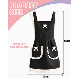 UYRVAPE Women's Cute Apron, Women's Black Aprons with 2 Pockets, Waterproof Kitchen Aprons for Women, Cooking Apron for Cooking, Baking, Premium Aprons as a Gift for Mum, Wife, Girlfriend, Grandma