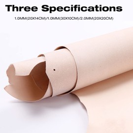 Vegetable Tanned Leather, Handmade Full Grain Tooling Cowhide Carving Dying Leather for Crafts Tooling Hobby Workshop Leather Hide Supplies(2.0thick 20*20cm)