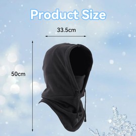 Balaclava for Men and Women, Hooded Scarf, Warm Ski Mask, Black Balaclava, Hooded Scarf, Warm Ski Mask, Scarf Hat, Multifunctional Ski Mask, Windproof, for Women, Men, Outdoor Sports, black, Unit size