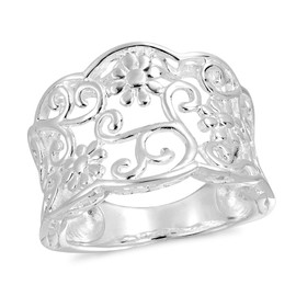 AeraVida Gorgeous Floral Filigree Vines .925 Sterling Silver Ring (10) | Vintage Silver Ring for Women | Fashion Jewelry