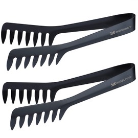MSY BIGSUNNY 20 cm Pasta Tongs Stainless Steel Food Serving Tongs Rustproof Spaghetti Tongs (Set of 2)