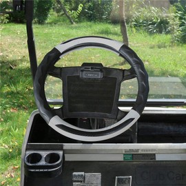 World 9.99 Mall Golf Cart Steering Wheel Cover for Club Car DS/Precedent and Yamaha, Pu Leather Microfiber Anti Slip Steering Wheel Cover(Black Grey)