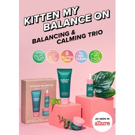 I Dew Care Skincare Set - Kitten My Balance On | With Kaolin, Heartleaf Extract, Cypress Leaf Extract, Foam Cleanser, Wash-off Mask, Serum For Blemish Skin, Trio Set, Gift, Travel Size, Korean Skincare, TSA Friendly Sizes