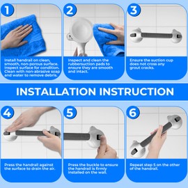 Joey&Viggy Heavy Duty Suction Grab Rail for Bathroom, Grab Handle, Grab Bar, Shower Grab Rails for Elderly, Bath Handles, Hand Rails for Elderly, Suction Shower Handle (Pack of 2)