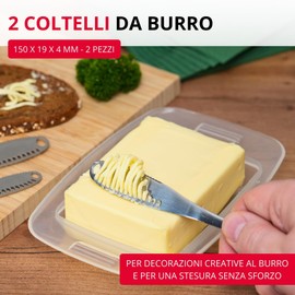 Westmark Coltello da burro e coltello per decorazioni, 2 pezzi – coltello con bordo seghettato e struttura a fessura per riccioli di burro, guarnitura, taglio – argento, 15 cm