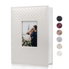 RECUTMS Small Photo Album 4x6 Paper Core Insert Inside Page Picture Album PU Leather Cover 300 Photo Sleeves Boy Girl Family Photo Book Memo Slot Wedding Albums (White)