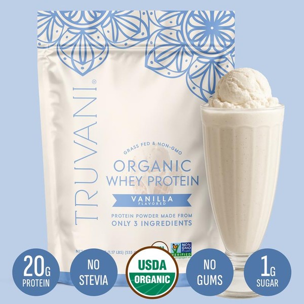 Truvani Organic Whey Protein Powder | 5 Flavors | 20g
