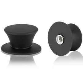 DIVORY Universal-Ersatzknöpfe für Topfdeckel – Hitzebeständige Silikon Pfannendeckel Haltegriffe, weich, rutschfeste Knöpfe für Kochgeschirr-Deckel und -Abdeckungen (2er-Pack, Schwarz)