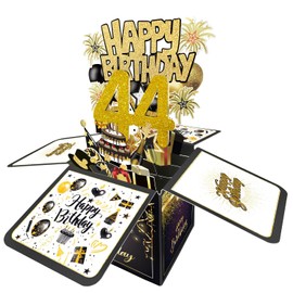 Joycard 44th Pop Up Birthday Card, 44th Birthday Decorations for Women Men, Happy Birthday 3D Cards for 44 Year Old Her Him, Birthday Gifts Box for Wife Husband