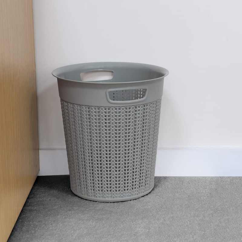 JVL Knit Design Loop Plastic Round Bin 12L, Grey 30