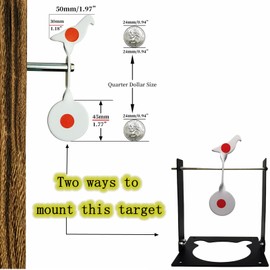 2 in 1 Small Spinner Target Set Screwed-Type (in Wooden Surface) with Base (Indoor Use) Practising Rotary Target for Air Gun Slingshot Clay Ball Airsfot Air Rifle 4 Colors Option (Base-BDB)