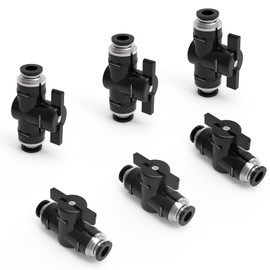 EterMutable BUC1/4 6Packs 1/4"OD Push to Connect Fittings Quick Connect Pneumatic Ball Valve – Push-in Air Fittings, Straight Union for Air Flow Control